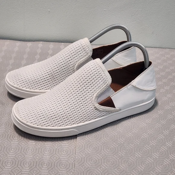 OLUKAI Pehuea Women's Size 9/EU 39 White Mesh Slip-On Drop Heel Comfort Shoes - Picture 4 of 12